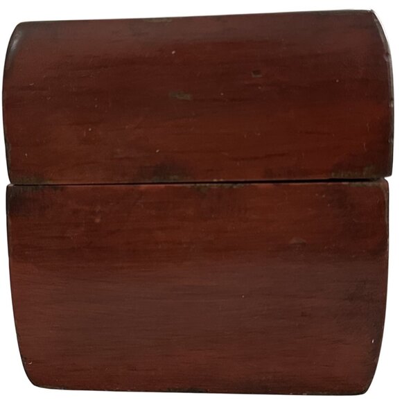 Pottery Barn Trinket Storage Box Antiqued Lacquered Red Wood with Damaged Lock - Picture 4 of 8
